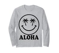 Aloha Happy Face Palmiers Hawaïen Vacances Plage Manche Longue