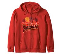 Aloha Hawaï Rétro Coucher de Soleil Palmiers Vacances Tropicales Sweat à Capuche