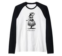 Aloha Hawaii Hawaii Vintage Wahine Hula Dance Dancer Girl Manche Raglan