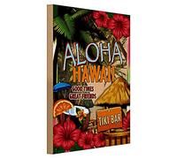 Aloha Hawaii Plaque en bois | Tiki Bar | bons moments | amis | 30 cm x 40 cm