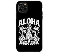Aloha Hawaii Retro Hula Dancer Palmiers Ukulélé Hibiscus Coque pour iPhone 11 Pro Max