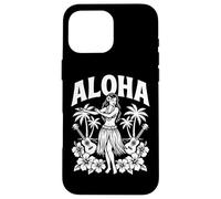 Aloha Hawaii Retro Hula Dancer Palmiers Ukulélé Hibiscus Coque pour iPhone 16 Pro Max