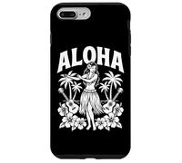 Aloha Hawaii Retro Hula Dancer Palmiers Ukulélé Hibiscus Coque pour iPhone 7 Plus/8 Plus