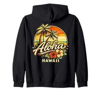 Aloha Hawaii Retro Palm Sunset Hibiscus Island Vibes Sweat à Capuche