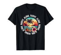 Aloha Hawaii Tropical Hawaiian Retro Palm Tree Sunset Hawaii T-Shirt Graphique avec Valeur
