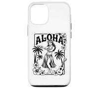 Aloha Hula Dancer Hibiscus Palmiers Ukulélé Rétro Girl Art Coque pour iPhone 12/12 Pro