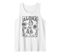 Aloha Hula Dancer Hibiscus Palmiers Ukulélé Rétro Girl Art Débardeur
