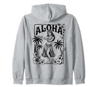 Aloha Hula Dancer Hibiscus Palmiers Ukulélé Rétro Girl Art Sweat à Capuche