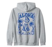 Aloha Hula Dancer Hibiscus Palmiers Ukulélé Rétro Girl Art Sweat à Capuche