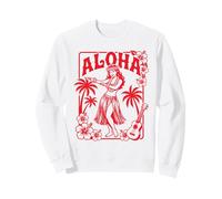 Aloha Hula Dancer Hibiscus Palmiers Ukulélé Rétro Girl Art Sweatshirt