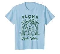 Aloha Hula Vibes Chemise rétro Vintage Aloha Tiki Hula Dancers T-Shirt, Enfant, Bleu Céleste, 12 Ans