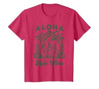 Aloha Hula Vibes Chemise rétro Vintage Aloha Tiki Hula Dancers T-Shirt, Enfant, Rouge Chiné, 8 Ans