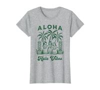 Aloha Hula Vibes Chemise rétro Vintage Aloha Tiki Hula Dancers T-Shirt, Femme, Gris Chiné, XS