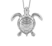 Aloha Jewelry Co. Pendentif en argent sterling 925 en forme de tortue de mer hawaïenne avec chaîne vénitienne de 45,7 cm, sans nickel, hypoallergénique pour peaux sensibles, avec coffret cadeau, Moyen