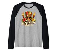 Aloha Madness Masque Tiki Hibiscus Torch Island Vibes Manche Raglan