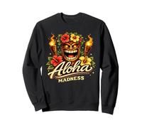 Aloha Madness Masque Tiki Hibiscus Torch Island Vibes Sweatshirt
