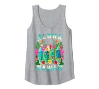 Aloha Planche de Surf Hawaii Tropical Hawaii Débardeur, Femme, Gris Chiné, M