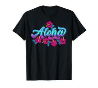 Aloha Retro Hibiscus Flowers Hawaiian Islands Hawaii Surfer T-Shirt