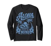 Aloha State of Mind Tropical Sunset Palm Ocean Vibes Manche Longue