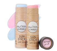Aloha Sun Stick SPF 50+ |Stick solaire minérale pour le surf | Tube en papier écologique 20g (2-pack Bleu + Rose)