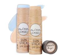 Aloha Sun Stick SPF 50+ |Stick solaire minérale pour le surf | Tube en papier écologique 20g (2-pack Bleu + Beige)