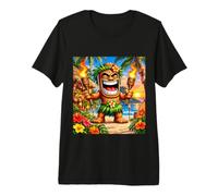Aloha Tiki Man Island Adventure Tropical Feel Vibes T-Shirt Haut de Gamme