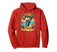 Aloha to Seven Years : Cadeau d'anniversaire hawaïen Sweat à Capuche, Unisexe pour Adultes, Rouge, XL
