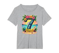 Aloha to Seven Years : Cadeau d'anniversaire hawaïen T-Shirt, Femme Grandes Tailles, Gris Chiné, 3X