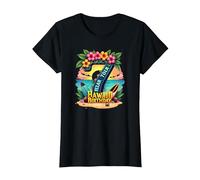 Aloha to Seven Years : Cadeau d'anniversaire hawaïen T-Shirt, Femme, Noir, 3XL