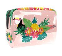 Aloha Trousse de maquillage d'été avec fermeture éclair pour femme et fille Motif toucan et ananas, Multicolore 01., 18.5x7.5x13cm/7.3x3x5.1in, Trousse de beauté