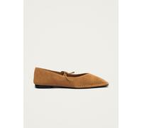 Alohas Alohas Tan Brown Sway Suede Square Toe Ballet Flats Tan Brown EU 40 (UK 7)