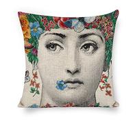 Aloked Lina Cavalieri Housse de coussin décorative en lin artificiel, art carré, motif œil personnalisé, comprend uniquement une taie d'oreiller, 45 x 45 cm, style 3