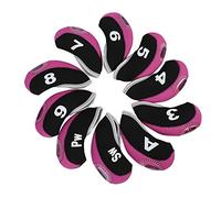 Alomejor 10 pcs/Ensemble de Fer Tête couvertures avec Fermeture à glissière Nombre Impression Putter Ensemble de Coque de Protection étanche Housses de tête de Club de en