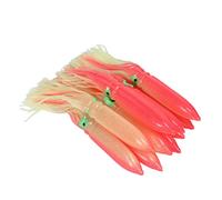 Alomejor 10 Pcs Leurre de Calmar Leurre de Pêche de Calmar en Silicone 30 Cm Jupe Lumineuse Appât avec Crochet Doux Réaliste Grands Yeux Jupe Épaisse pour Les Pêcheurs de Nuit en Eau Profonde (Pink)