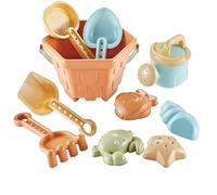Alomejor 10 Pièces Ensemble de Jouets de Sable Plage Portable, Coffret Jeux Plage pour Enfants avec Seau, Pelle, Râteau et Moules, Idéal Vacances, Activités Plein Air et Cadeau Anniversaire Enfant