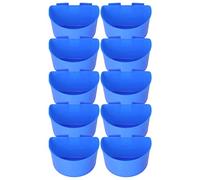Alomejor 10 Pièces Gobelets d'alimentation en Plastique Durable pour Pigeons avec Conception en Demi-Cercle pour Suspendre des Gobelets de Nourriture et d'eau pour Oiseaux Pigeons Perroquets - (Blue)