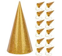 Alomejor 12 Pièces Chapeaux D'anniversaire, Couronne de Fête à Paillettes 3 Couleurs doré Argent Rose 4.1 Pouces Chapeaux Coniques pour Enfants Adultes Décorations de Fête (GOLD)
