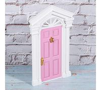 Alomejor 12 Portes Miniatures en Bouleau pour Maison de Poupée, Double Fenêtre Non Peinte à 6 Panneaux pour Décoration de Scène de Maison de Poupée DIY avec Accessoires (Pink)