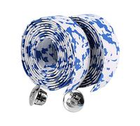 Alomejor 2 Pcs Rubans de Guidon de Vélo de Route Cyclisme Poignée Wraps Ruban Bande de Vélo pour Guidon Barre Stratifiées avec Barre Plugs, Bleu/Blanc