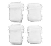 Alomejor 200 Pièces Sacs en Organza élégants avec Cordon de Serrage Sac à Bijoux pour la Décoration de Fête de Mariage 10x15 Cm Sacs Cadeaux en Organza Transparent pour le Stockage de Cadeaux (WHITE)
