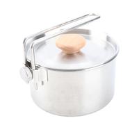 Alomejor 304 Pot de Camping en Acier Inoxydable Pot de Cuisson en Plein Air avec Poignée Réglable Amovible et Couvercle en Bois Massif