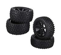 Alomejor 4 pièces 1/10 Pneu en Caoutchouc de Camion RC Roues de Camion Monstre RC Roues Avant et arrière pour Divers Types de Voitures RC(Noir)