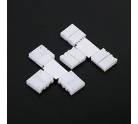 Alomejor 5050 RGB X/T Shape 5pcs Adaptateurs de Connecteurs à Clipser sans Soudure pour Bande Lumineuse LED, Connectez Facilement 3 ou 4 Lumières, Plug and Play, Matériau PVC Blanc, 5pcs (T)