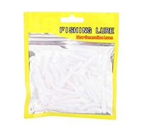 Alomejor 50pcs 5cm Leurre De Pêche, Leurres De Pêche en Plastique Souple T-Queue Grub Ver AppâTs Fish Tackle Accessoire (Blanc)