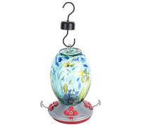 Alomejor Alomejor Mangeoire à Eau pour Colibris, Outil d'alimentation pour Oiseaux coloré pour Jardin et Cour, Mangeoire à Oiseaux en Verre sans Plomb avec Crochets et Douves de Fourmis, Facile à