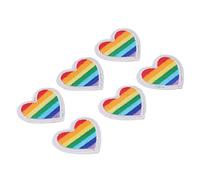 Alomejor Alomejor Patchs Coeur Arc-en-ciel Décoration Adhésive Colorée pour la Réparation de Vêtements, Lot de 6 pour les Amateurs de Broderie de Couture Bricolage (bordure noire) (Bordure blanche)