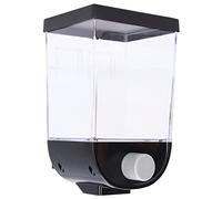 Alomejor Alomejor Récipient de Stockage de Céréales Mural Transparent, Bouton de Commande, Grande étanchéité pour la Cuisine, ABS Noir pour le Stockage des Céréales (1.5L) (1.5L) (.) (.) (1L)