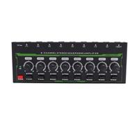 Alomejor Amplificateur de Casque Stéréo 8 Canaux, Ampli de Casque Professionnel de qualité Studio avec Prises D'entrée et Sortie de 6,35 Mm et Lumière RVB, pour Les Musiciens DJ (Réglementation