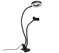 Alomejor Anneau Lumineux LED à intensité Variable avec Support de Téléphone Flexible pour Diffusion en Direct, Selfies et Maquillage, 27,6 Pouces, Noir