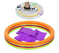 Alomejor Anneaux de Vitesse, Lot de 10 Anneaux D'entraînement d'agilité avec Clips de Connexion, pour Exercices de Jeu de Jambes de Football, Basket-Ball, Diamètre 28 Cm 38 Cm